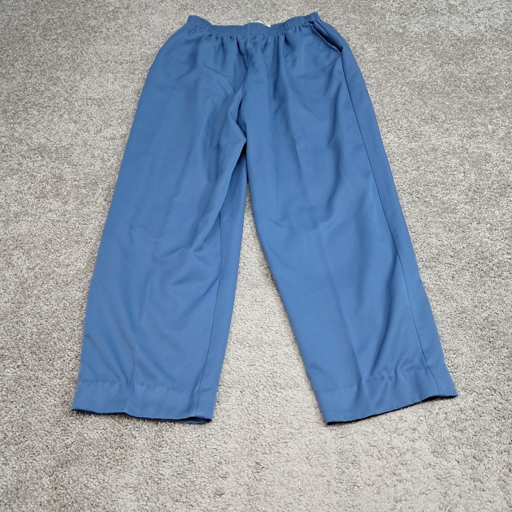 Alfred Dunner Petite 16 Blue Elastic Waist Straight Leg Pants Made in USA 8490